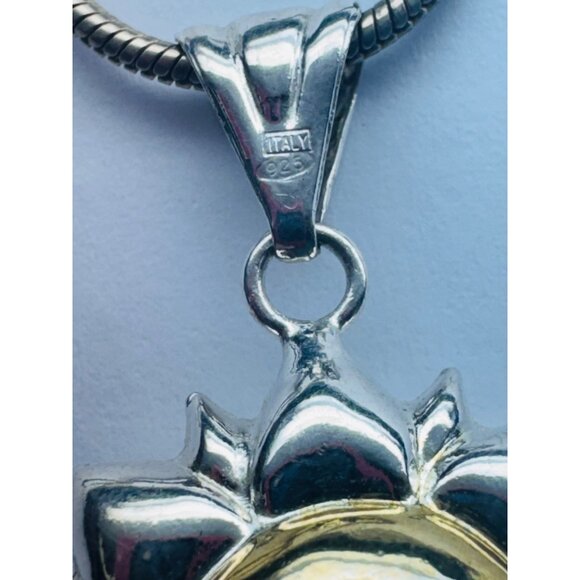 Estate Sterling Silver 925 Sunburst Face Pendant w/ Rope Chain 22” Spring Ring 2 - Picture 8 of 12